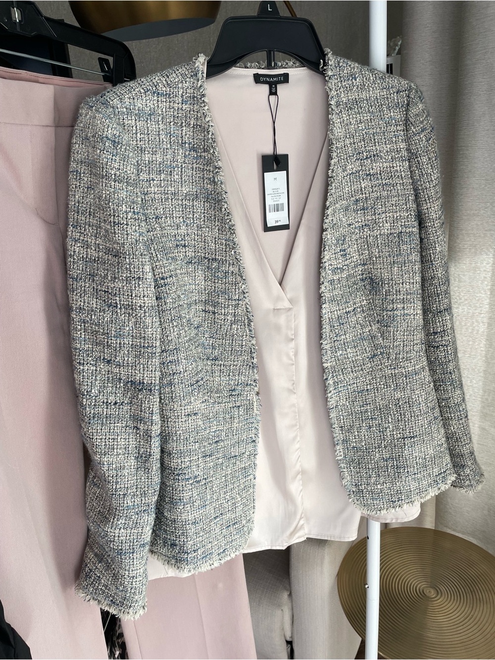 Rebecca Taylor Textured Open-Front Tweed Jacket in Light Gray and Navy - Picture 10 of 12